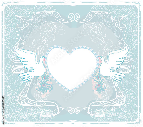 romantic card with love birds - Wedding Invitation