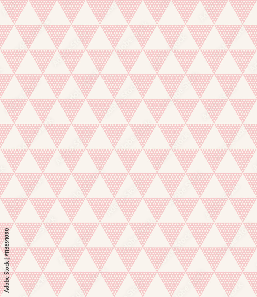 seamless pink pattern of triangles and dots. seamless pink pattern of triangles and dots.