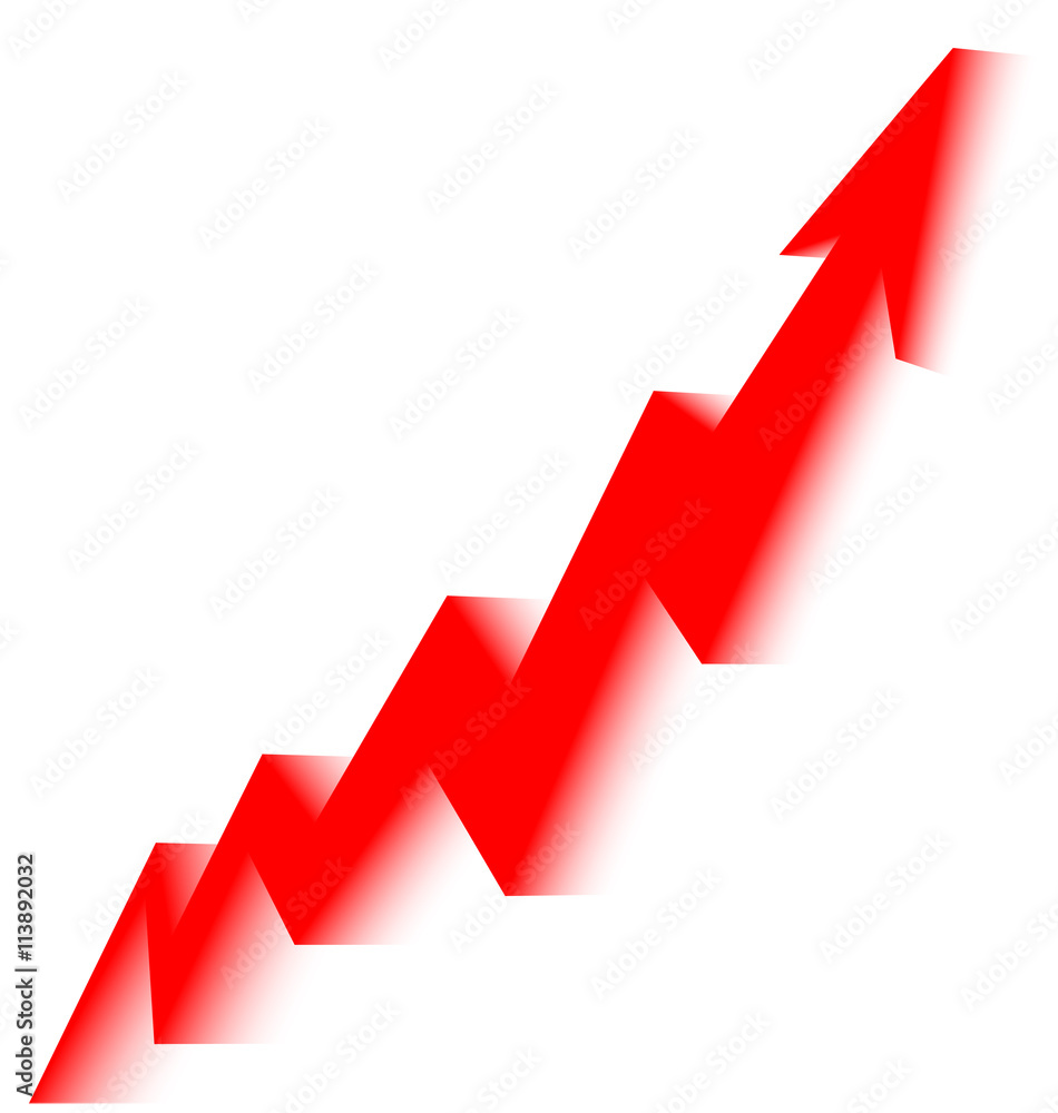 red arrow graph goes up white background red arrow graph goes up white background