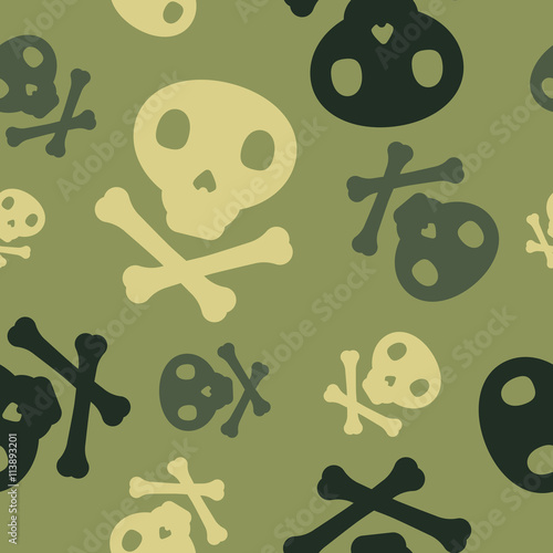 Military skull camo background seamless pattern
