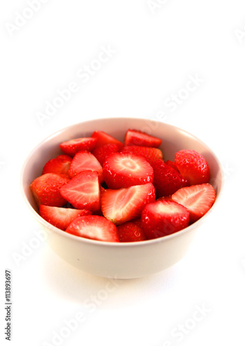 bowl of strawberries in closeup photo