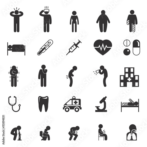 Sick icons. People vector pictograms