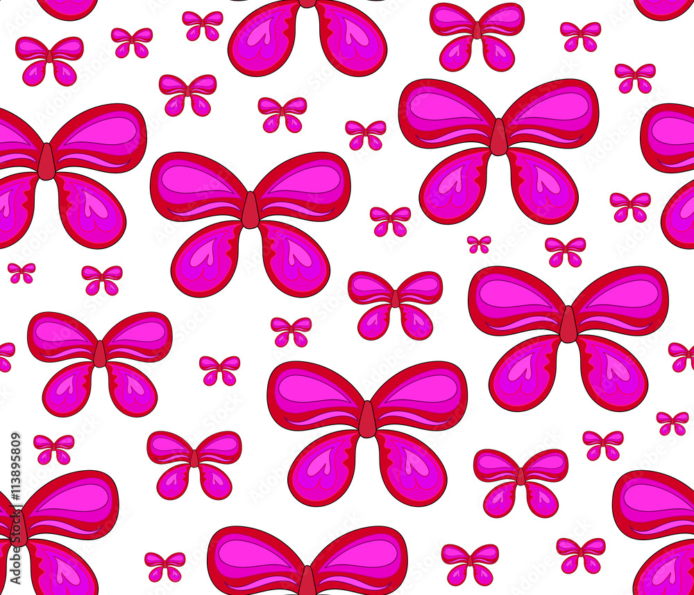 Fototapeta premium Beautiful abstract vector seamless pattern with purple butterflies