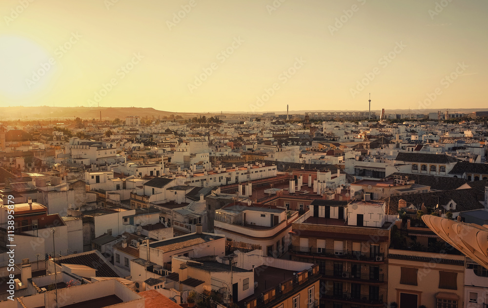couché de soleil sur Séville Espagne