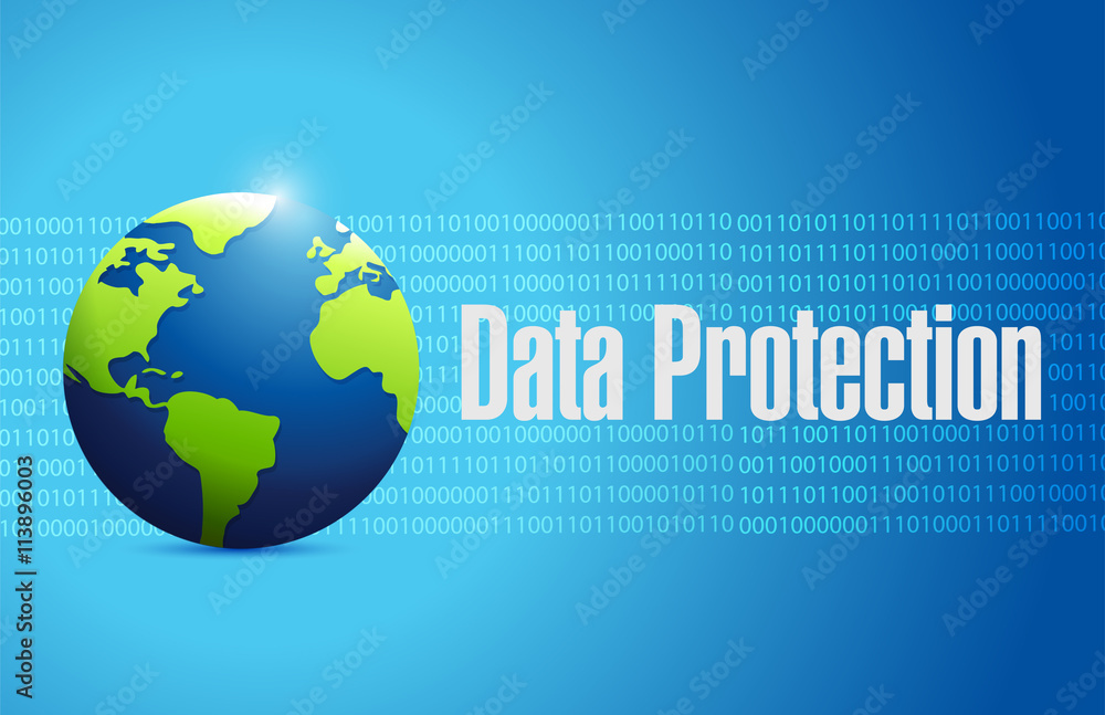 Data Protection binary globe sign illustration Data Protection binary globe sign illustration