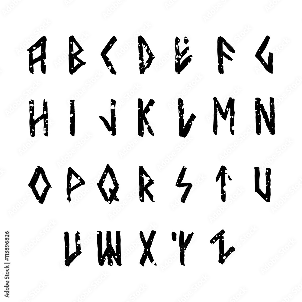 Modern vector runic style alphabet. Modern vector runic style alphabet.