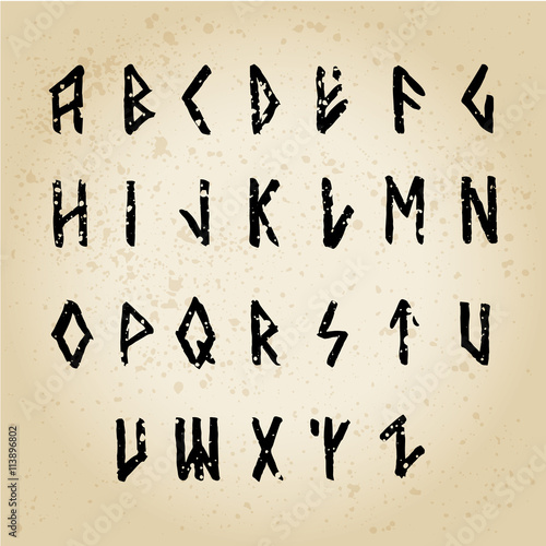 Modern vector runic style alphabet.