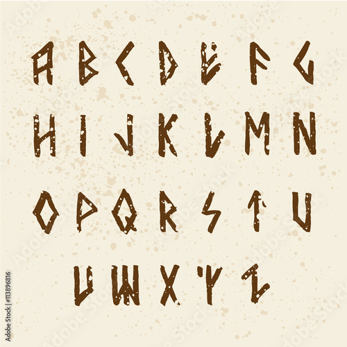 Modern vector runic style alphabet.