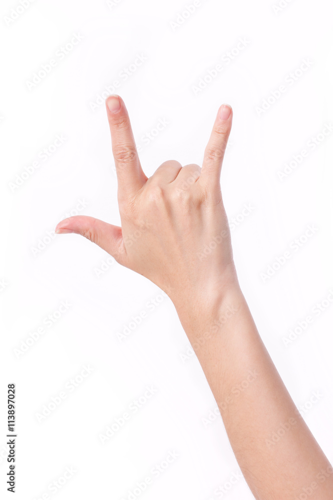 I love you hand sign, studio isolated I love you hand sign, studio isolated