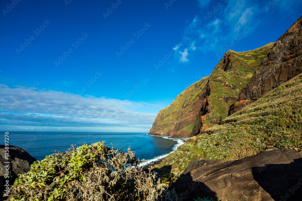 Madeira coast - cliffs on the western part of Portuguese island. Madeira coast - cliffs on the western part of Portuguese island.