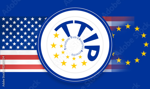 USA and Europe flags backgr...