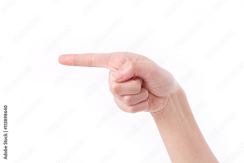 hand pointing to side way Stock Photo | Adobe Stock
