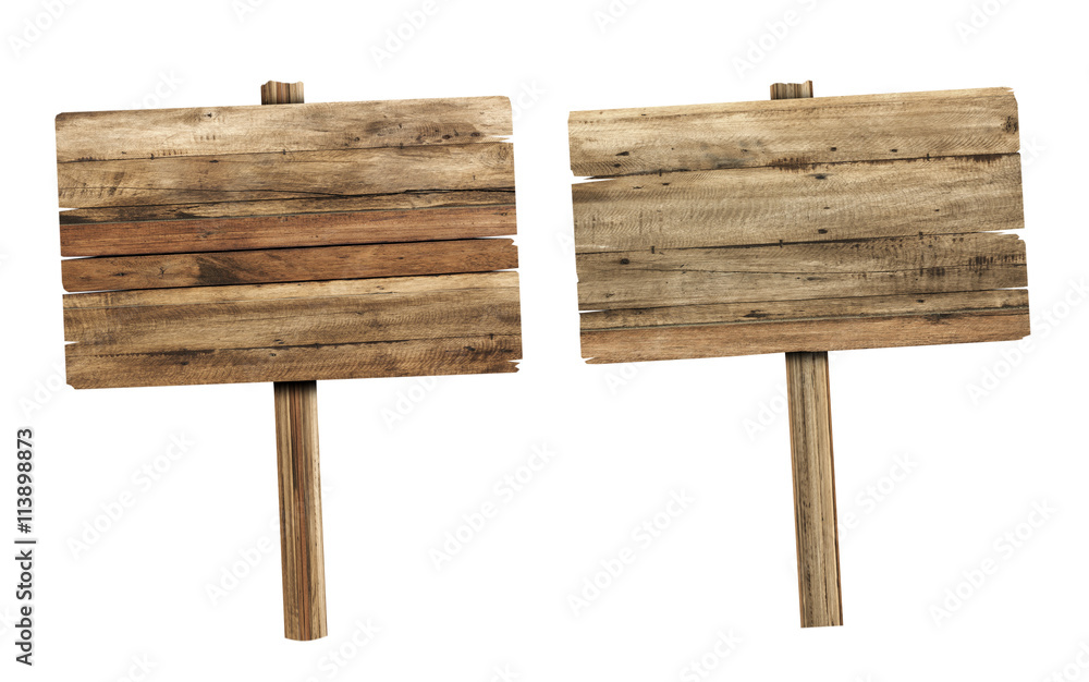 Wooden sign isolated on white. Wood old planks sign. Wooden sign isolated on white. Wood old planks sign.