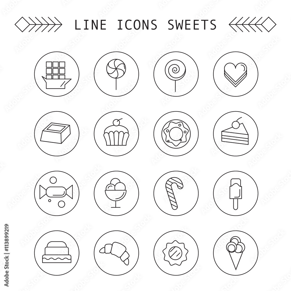 Fototapeta premium Computer icon set with different sweets