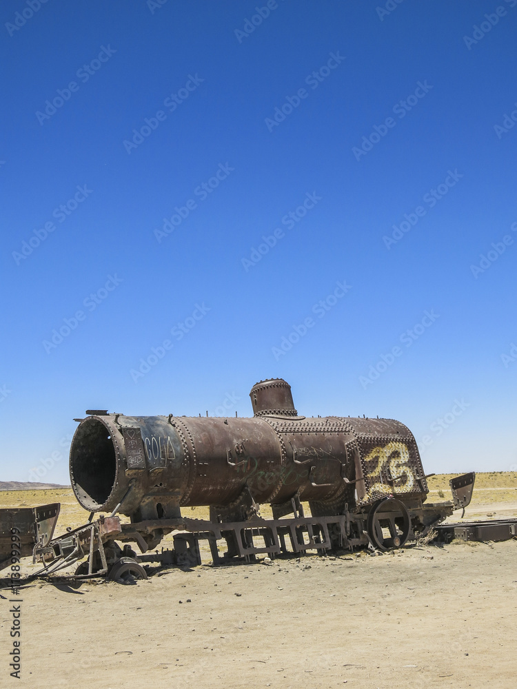 Abandoned train in Uyuni, Bolivia