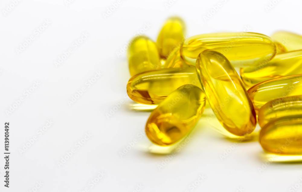 fish oil isolate on white background, Selective focus fish oil isolate on white background, Selective focus