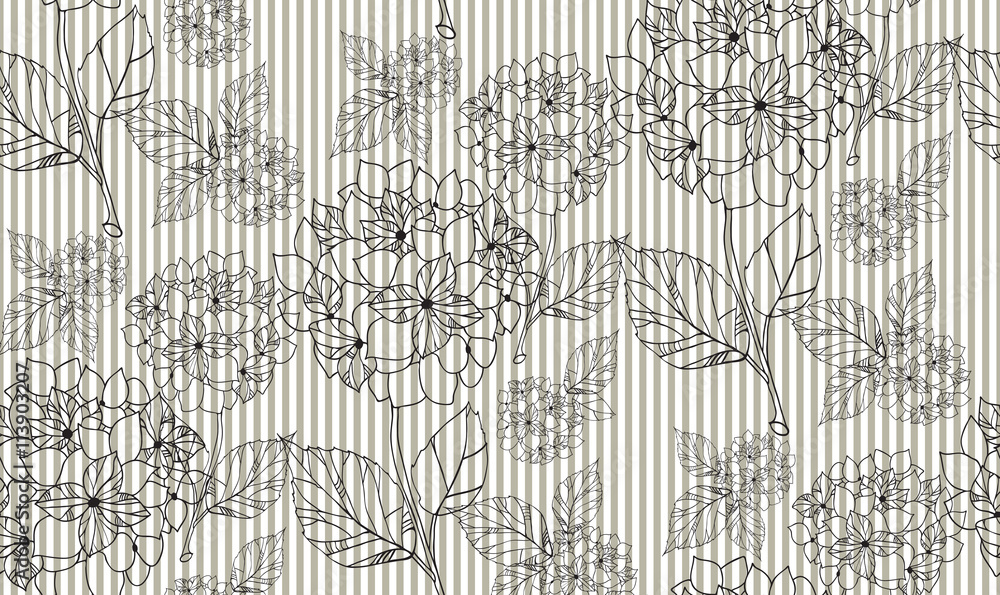 Obraz premium Flower seamless pattern with hydrangeas.