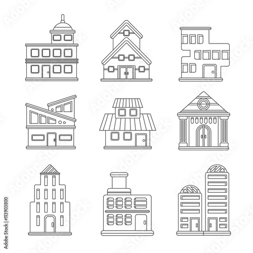 Set of buildings icons