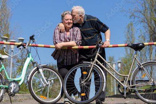 portrait of an elderly couple happy