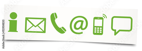 six contact us icons on sticky note