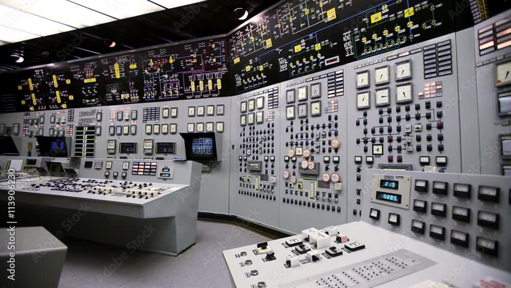 Nuclear power station. Plant control room. VVER monitoring and control system.
