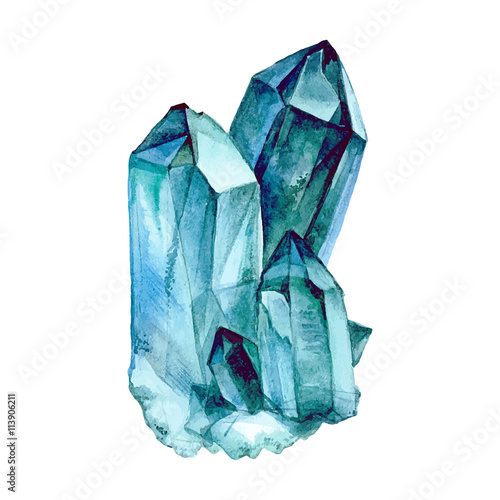 Watercolor gemstone. Hand drawn illustration