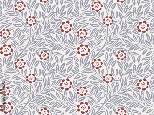 Wallpaper Mural Seamless background image of garden vintage red flower leaf plant.
 Torontodigital.ca