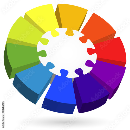 3D Puzzle info graphic with center part