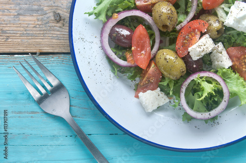 Greek salad close up