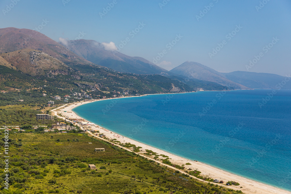 view on Adriatic sea and beach in Albania.