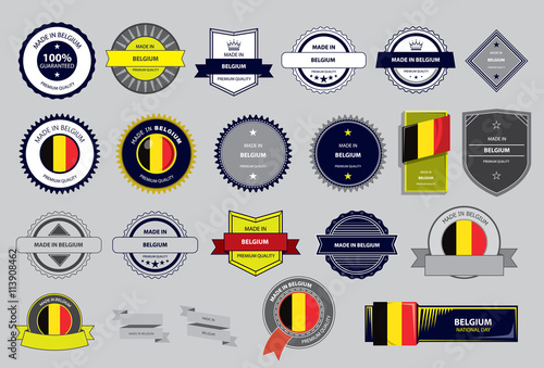 Made in Belgium Seal, Belgian Flag (Vector Art)