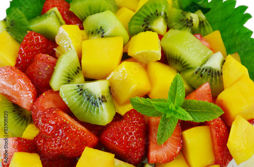 Variety of fresh fruit in the summer.  Fruit mixed for health.