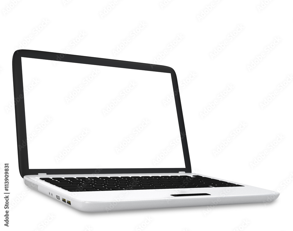 3D illustration of laptop PC with empty LCD screen isolated on white background 3D illustration of laptop PC with empty LCD screen isolated on white background