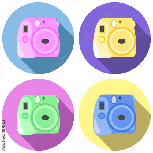Instant photo camera old school design vector seamless pattern swatch or illustration