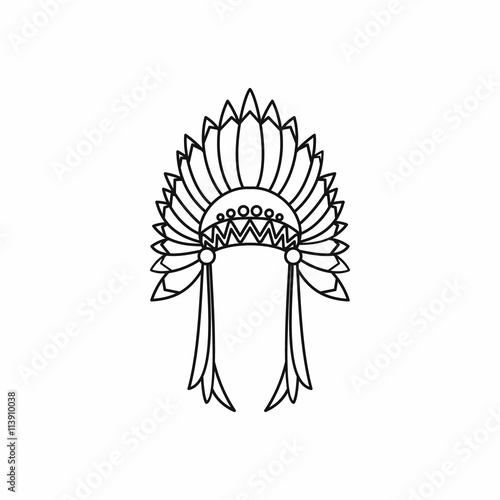 Indian headdress icon, outline style