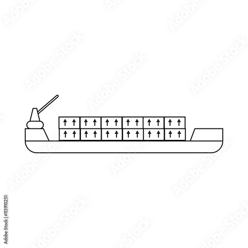 Ship with cargo icon, outline style