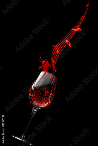 A glass of red wine with friends listening the jazz music