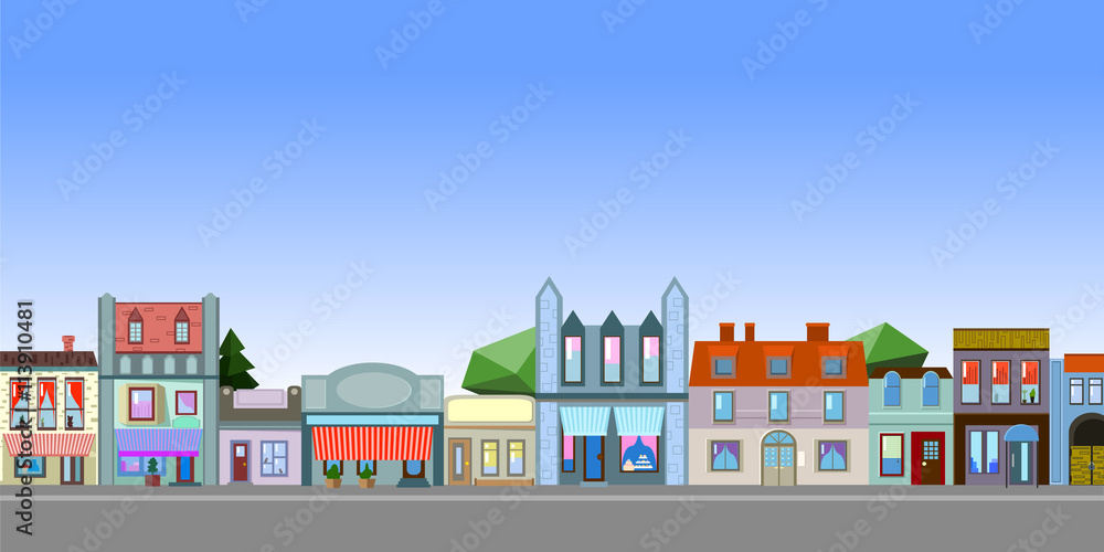 Old Town horizontal vector landscape with place for text