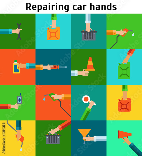 Set with rapairing hands