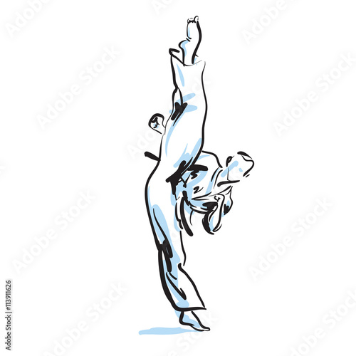 karate kick, vector illustration