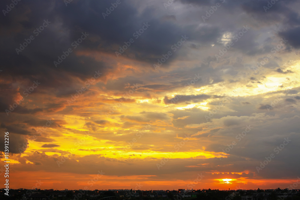 Beautiful sunset sky with multicolor clouds after strom. Amazing Beautiful sunset sky with multicolor clouds after strom. Amazing