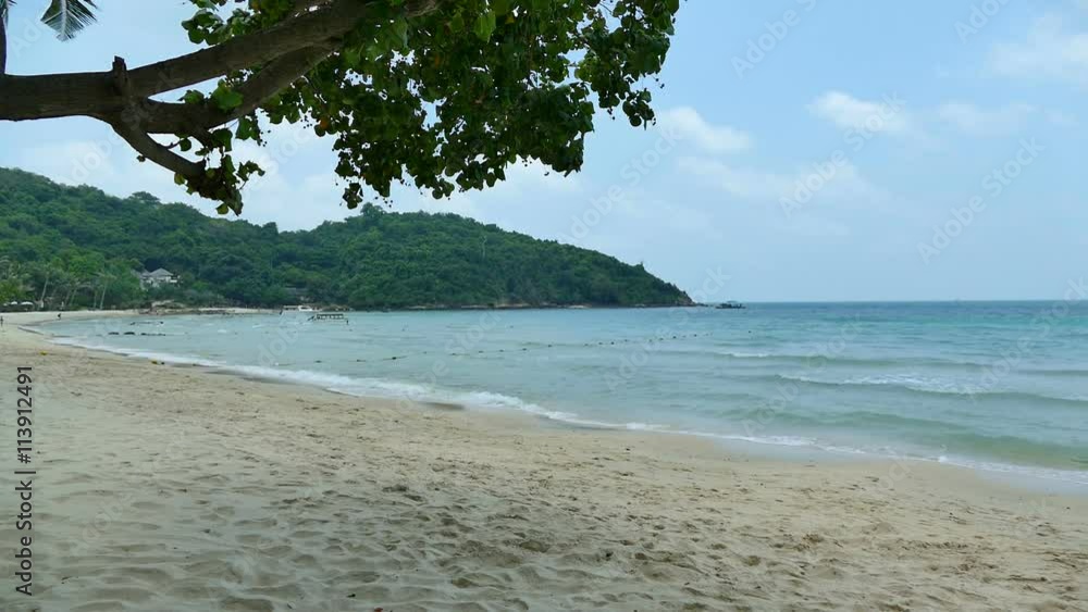 Nature with tropical sea and beach on white cloud and blue sky Nature with tropical sea and beach on white cloud and blue sky