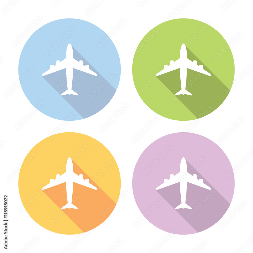 Airplane Flat Icons Set