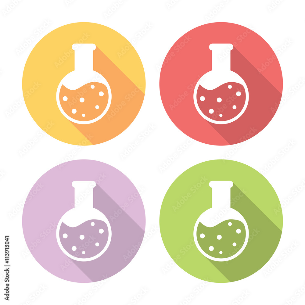Laboratory Chemistry Flask Flat Icons Set Laboratory Chemistry Flask Flat Icons Set