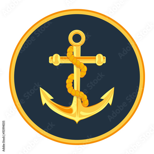 Gold anchor label vector illustration isolated on white background