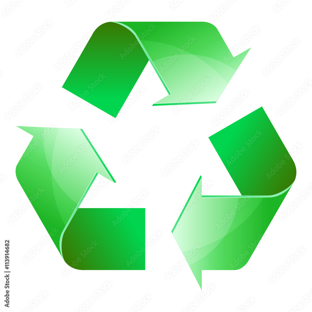 Recycle symbol of conservation green icon isolated on white background. 3D. Vector Illustration Recycle symbol of conservation green icon isolated on white background. 3D. Vector Illustration