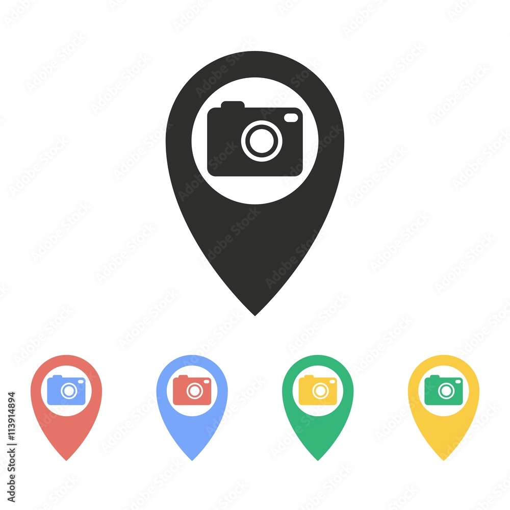 Camera pin - vector icon. Camera pin - vector icon.