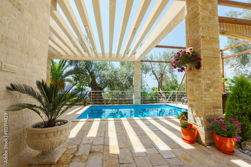 Private pool in a courtyard of a big private house