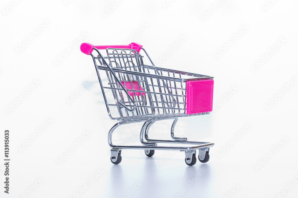Shopping supermarket trolley isolated on the white Shopping supermarket trolley isolated on the white