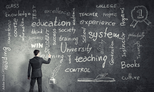 Man draw on chalkboard photo